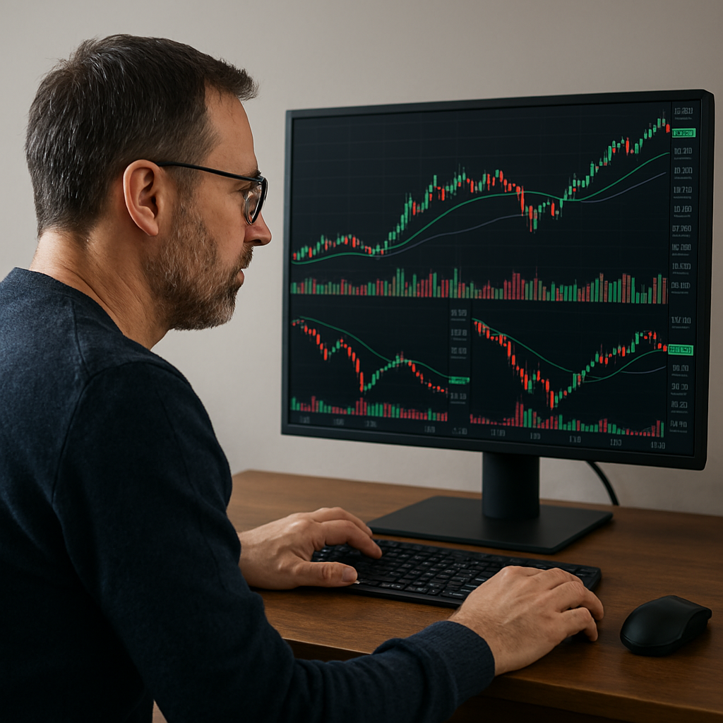 stock analysis stock forecast chart pattern on computer